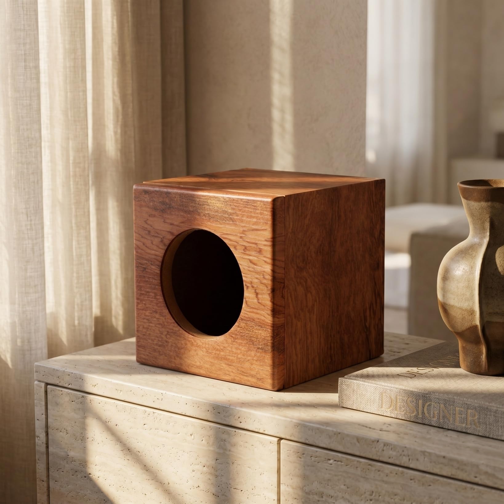 Ganazono Cassa Acustica in Legno Con Finitura Elegante Cachi Scatola Audio Vuota Resistente Per Altoparlanti Auto E Subwoofer Per Camion Migliora Stabilità Sonora E Qualità Audio in Viaggi