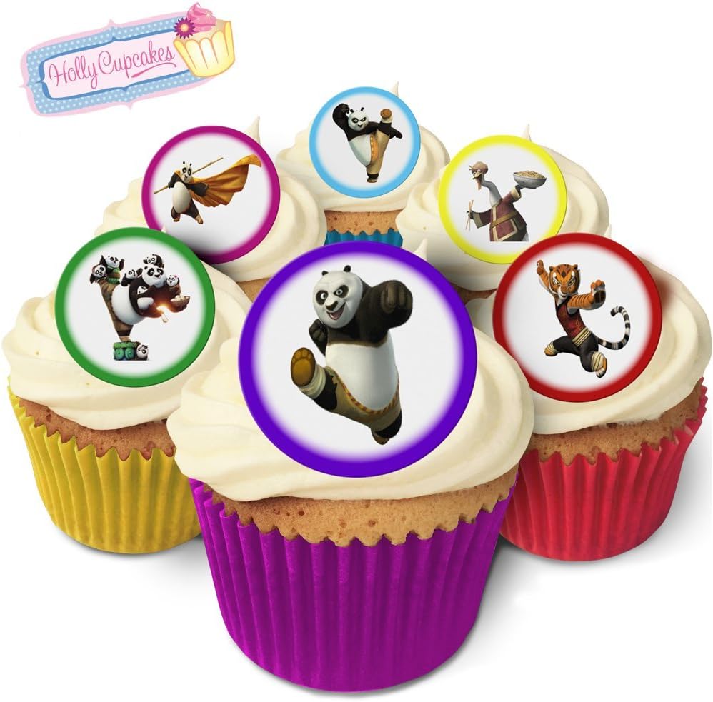 Holly Cupcakes 24 Fabulous Pre-Cut Edible Wafer Cake Toppers: Kung Fu Panda