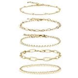 Waterproof Gold Chain Bracelet For Women Non Tarnish,14K Gold Plated Stainless Steel Link Dainty Bracelets Stake Layered Bracelet Set Hypoallergen Gold Jewelry