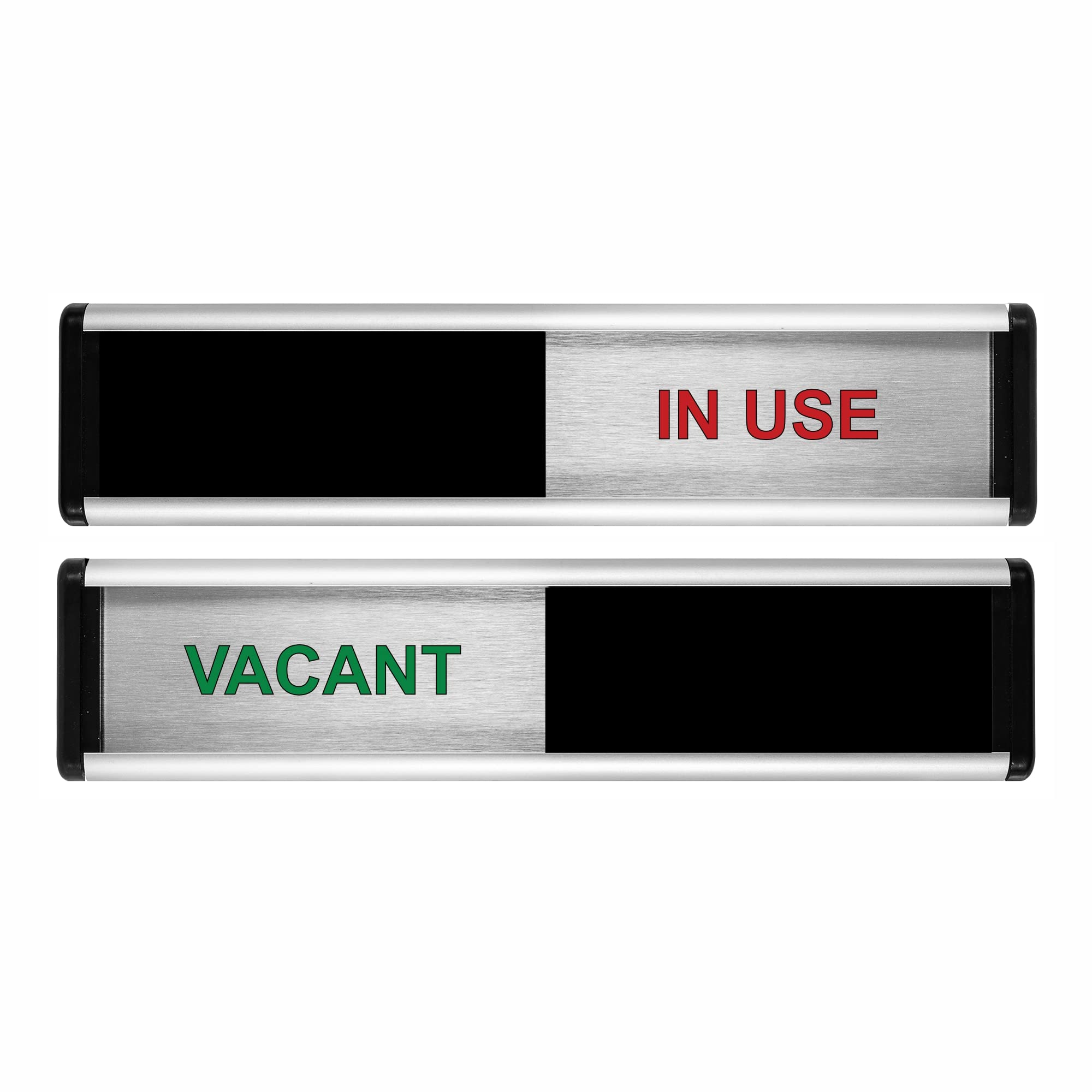 ViroDisplay® Vacant/In Use Sliding Door Sign – Original Edition – 214 x 60mm – Anodised Silver Profile with Black End Caps – Self-Adhesive Fixing — image 1