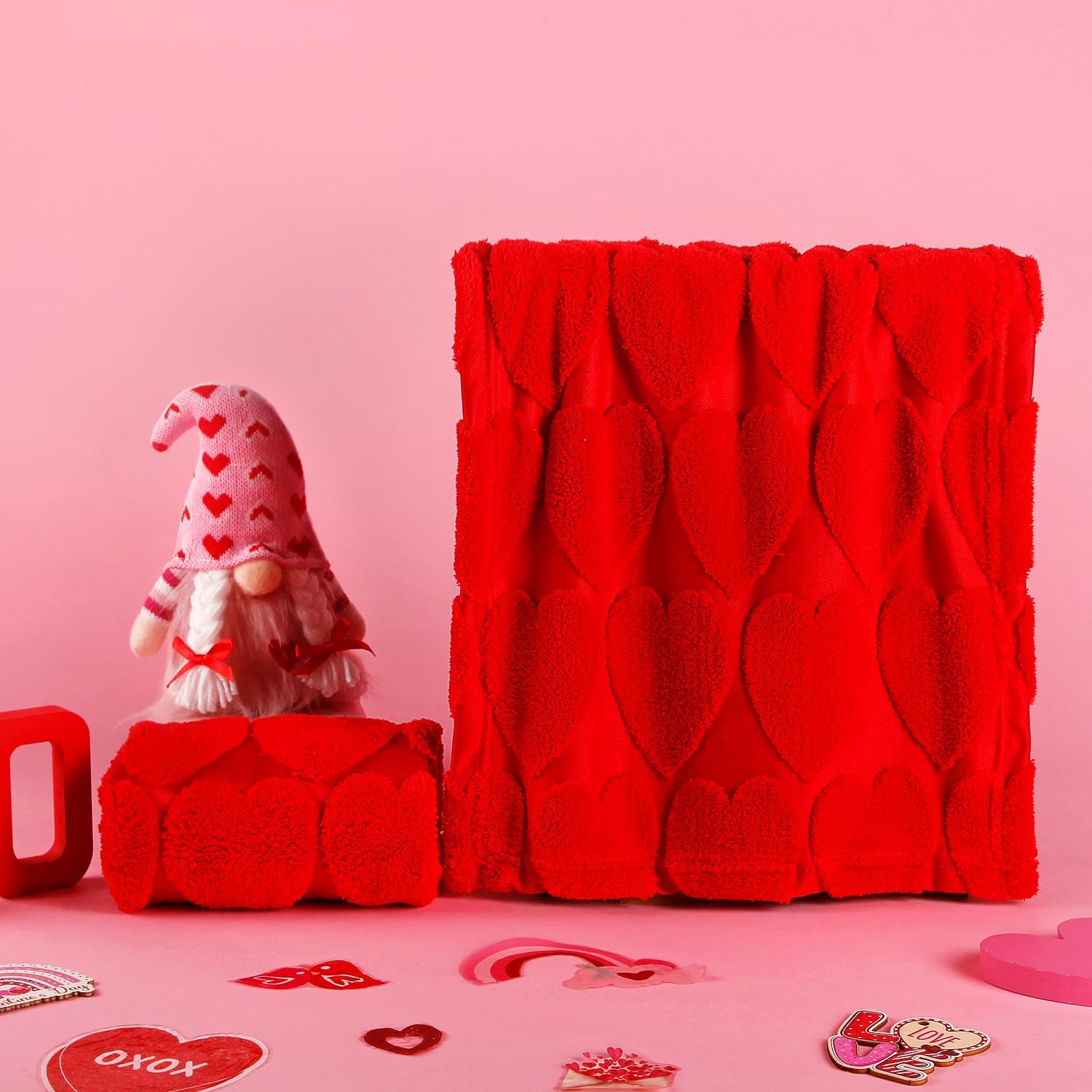 Quera 2 Pack Valentine's Day Hand Towels Red Heart Bathroom Decorative Towels Set for Drying, Cleaning, Cooking, Holiday 13.7'' x 29.5'' - Image 5