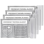 Swiss Safe 4 Pack Mylar Emergency Blankets for Survival - Compact & Insulated for Cold Weather - Designed for NASA, Outdoor, Running, Camping, Survival, First Aid Car Kit - Silver, 4 Pack