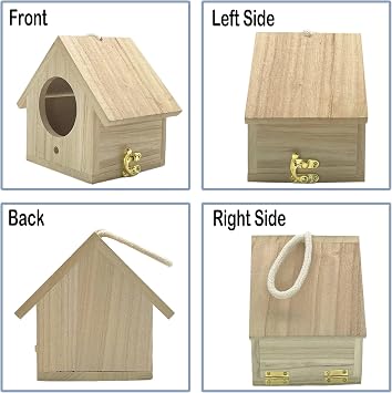 Tfwadmx Wooden Bird House, Hanging Birdhouse for Outside, Garden Patio Decorative Nest Box Bird House for Robin Budgie Swallow Little Sparrow Finch Throstle or Medium Size Birds