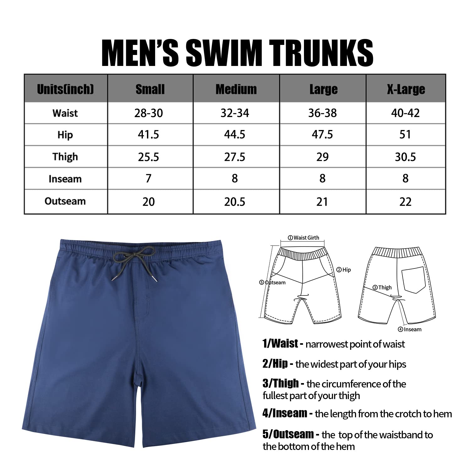MILANKERR Maillot de bain pour homme, entrejambe 22,9 cm, couture extérieure 50,8 cm
