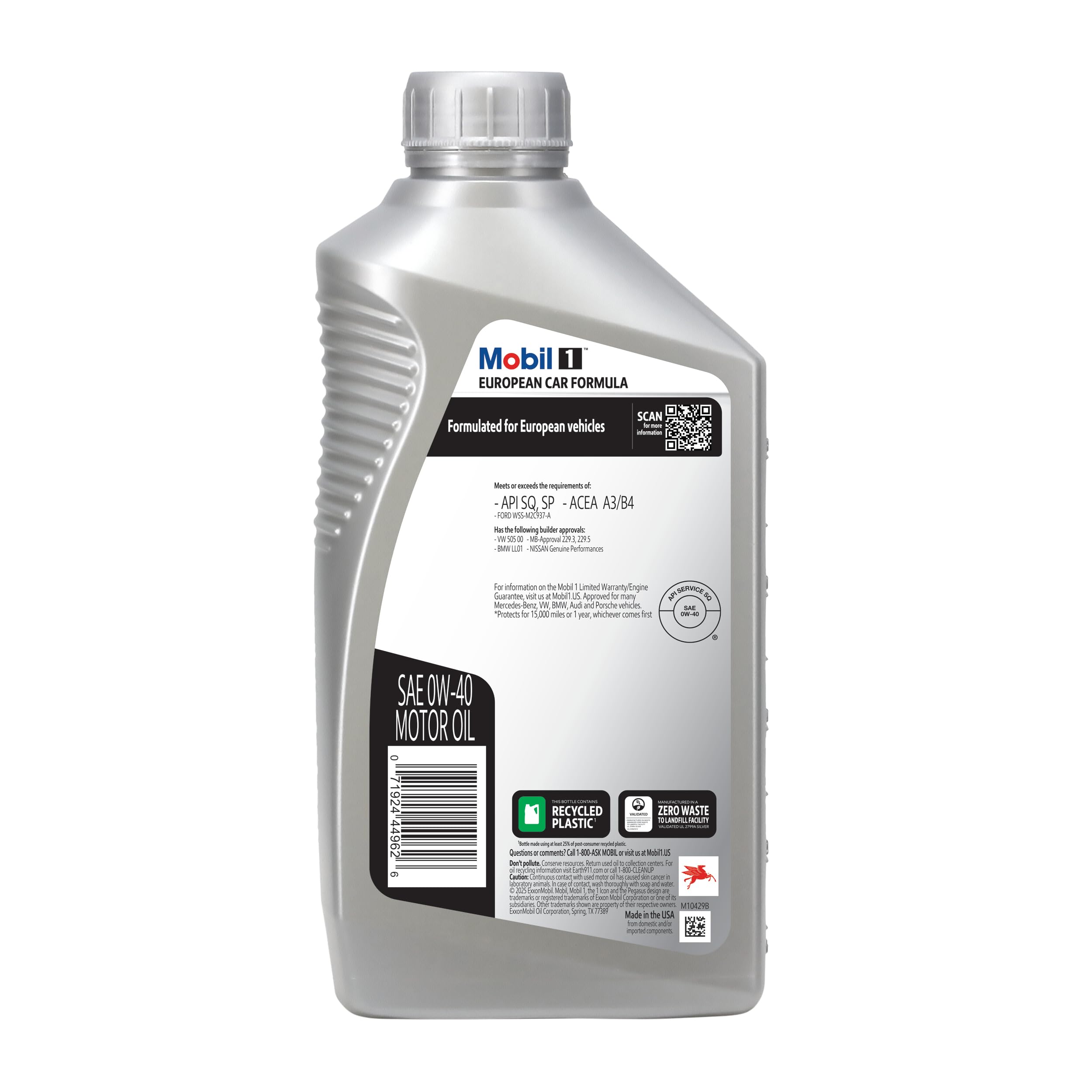 Amazon | Mobil 1合成0 W-40モーターオイル 1 Quart (32 Ounce), (Pack