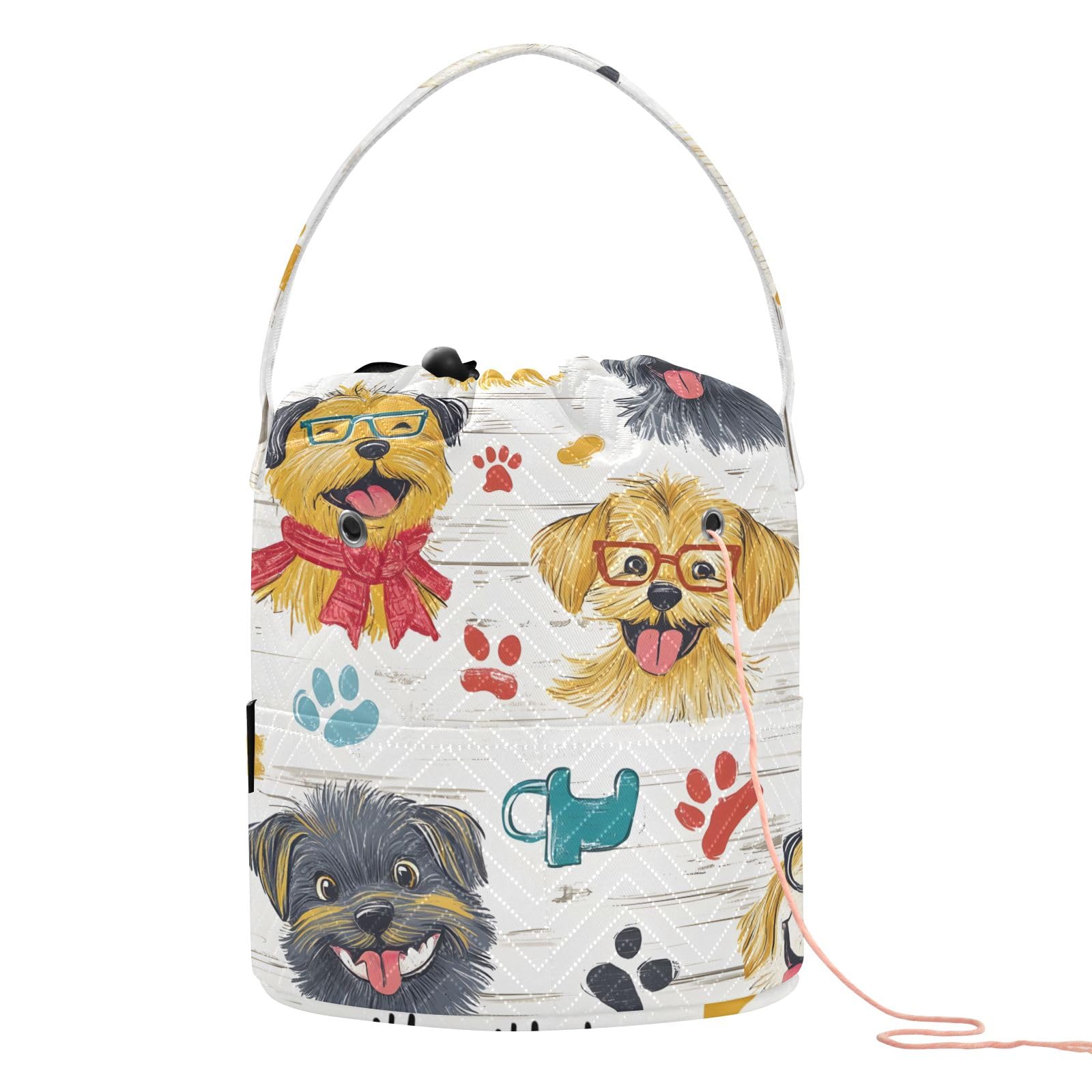 Yarn Storage Bag Small Crochet Bag Knitting Bag Organizer Cartoon Dog Funny Yarn Bags for Crocheting Basket