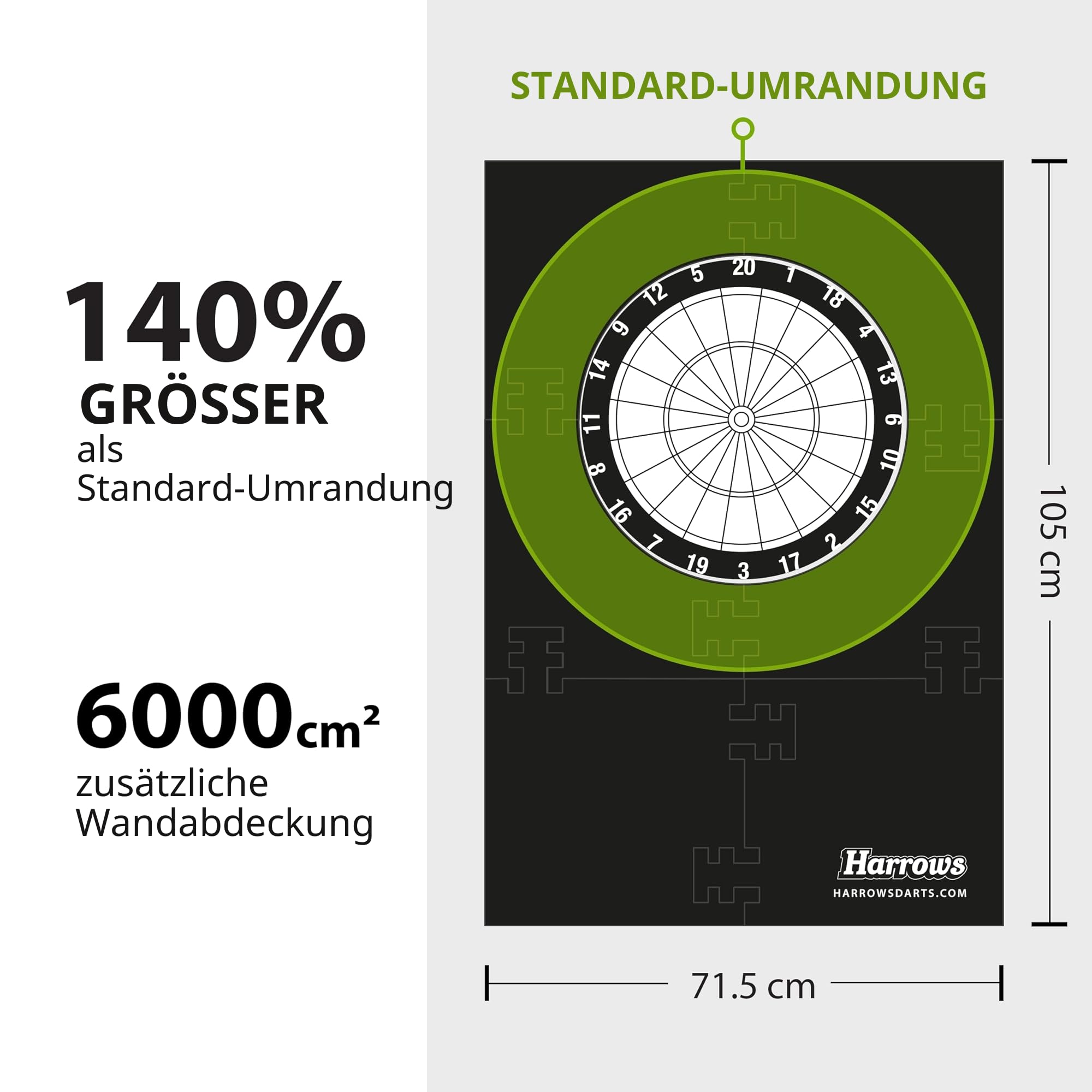 Harrows Dartboard-Umrandung – Extra großer 6-teiliger Wandschutzring oder 4-teilige Dartboard-Umrandung aus Eva, Wandschutz – für zu Hause, den Club und als Geschenk