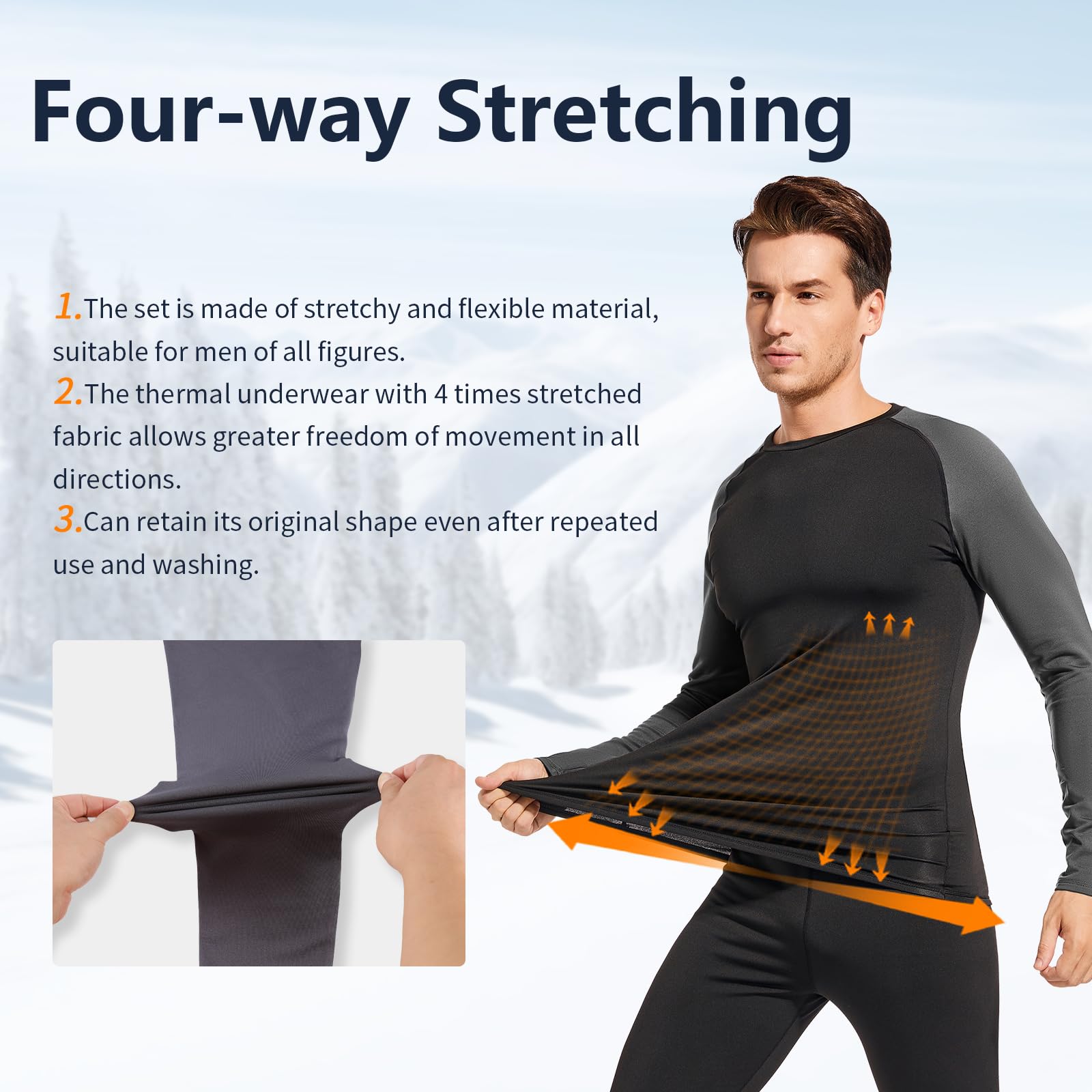 Leeboom Intimo Termico Uomo Invernale Tuta Termica Uomo Antivento Intimo Termico Sci Uomo Biancheria Intima Termica Set per Sci Palestra Ciclismo Corsa