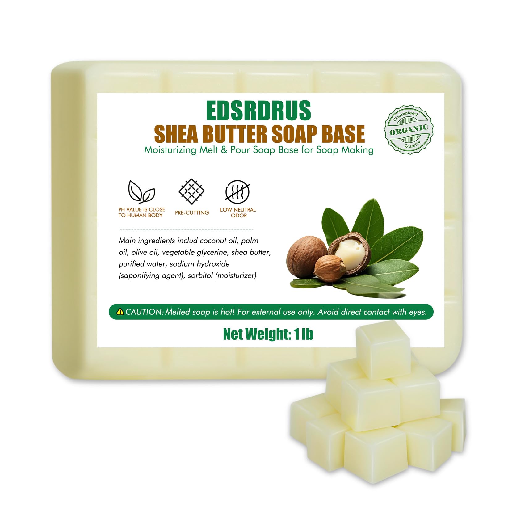 EDSRDRUS 1lb Scent Soap Base DIY Handmade with Shea Butter Coconut Oil Moisturizing Melt and Pour Soap Base
