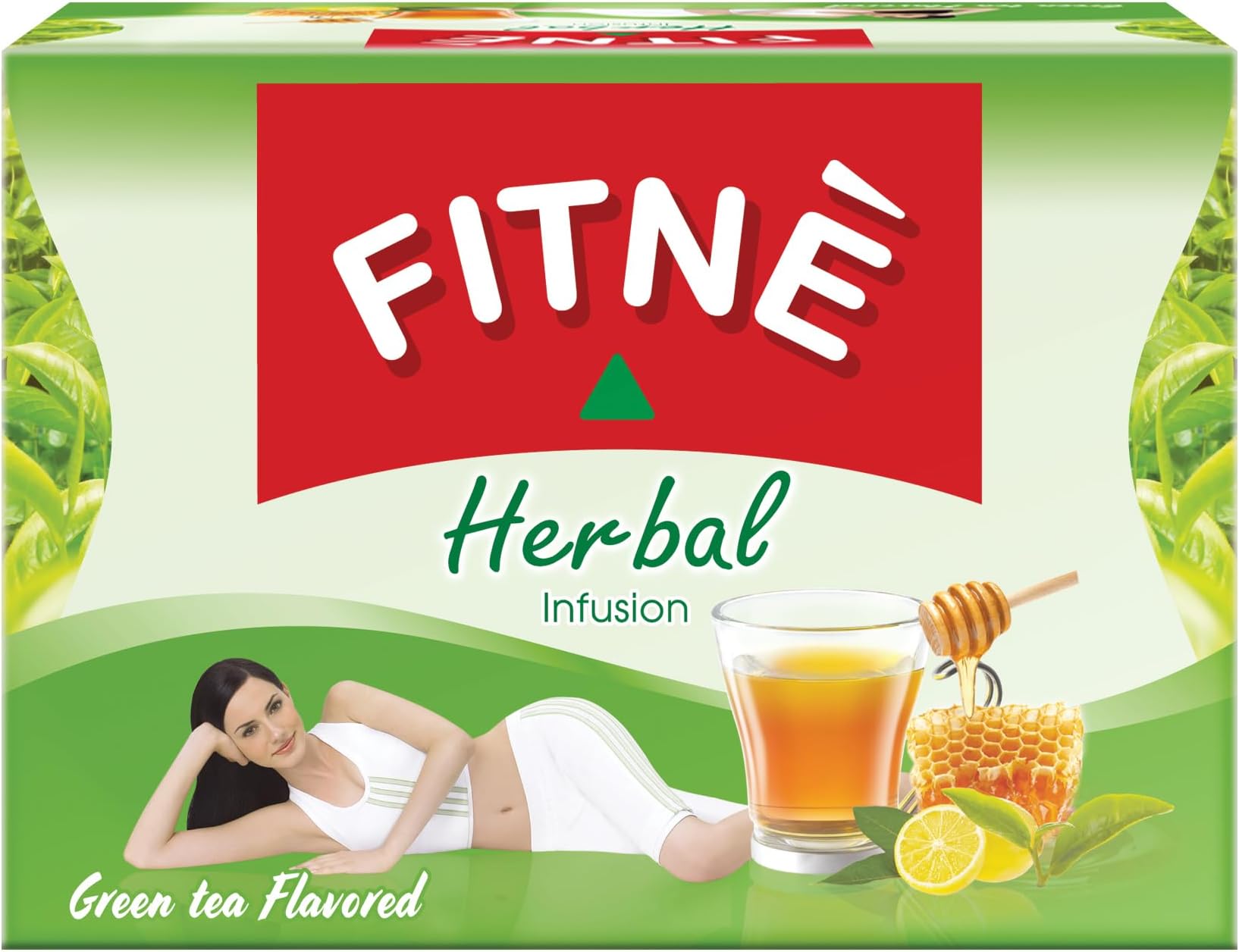 FITNÈ Green Tea Herbal Honey Lemon With Garcinia Senna Infusion Gentle Detox Cleanse High Antioxidant No Calories Stevia Sweetener, 15 Tea Bags