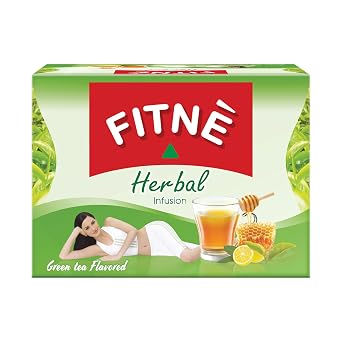 FITNE Green Tea Herbal Honey Lemon With Garcinia Senna Infusion Gentle Detox Cleanse High Antioxidant No Calories Stevia Sweetener, 15 Tea Bags