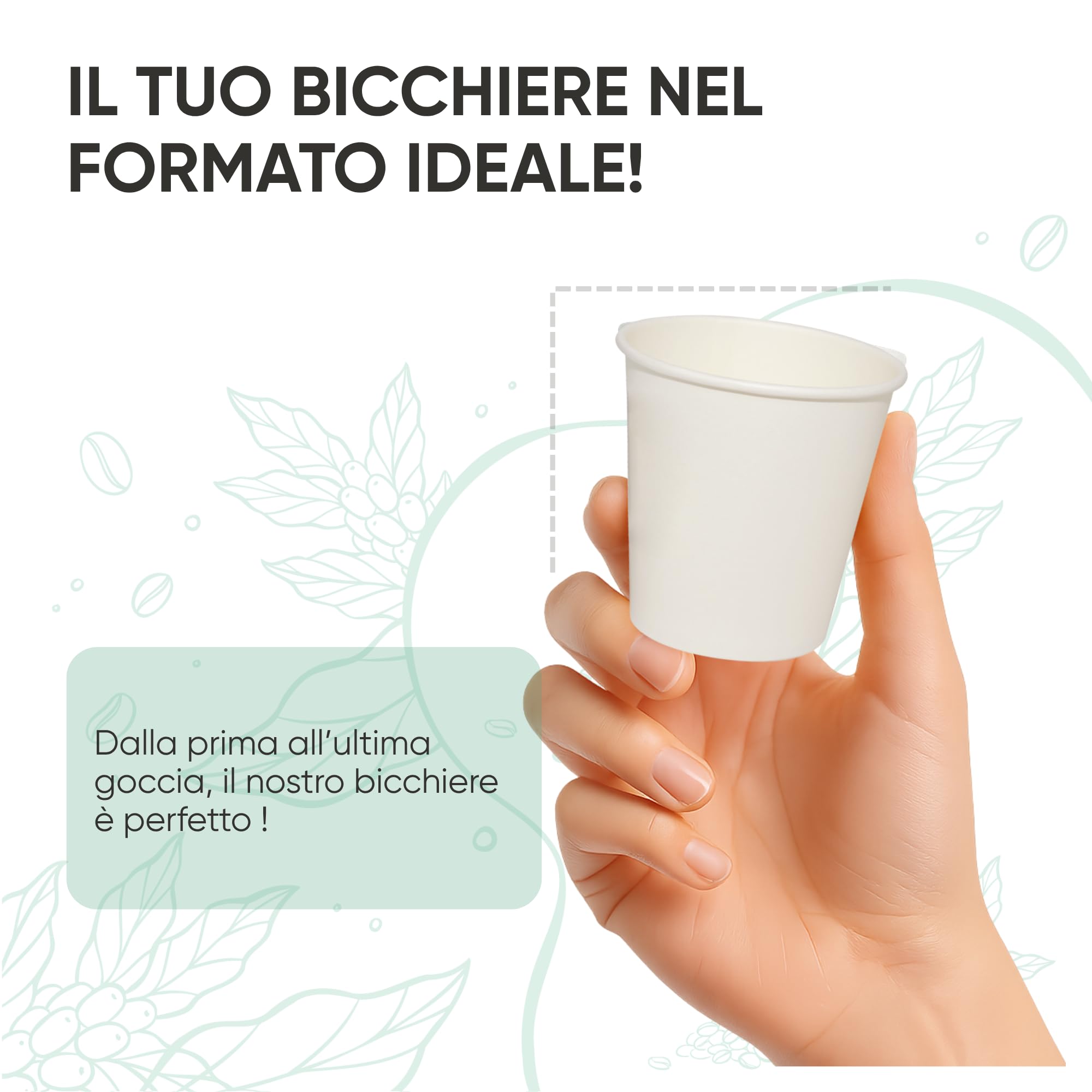 ecodrinks - 1000 Bicchieri Carta Bianco da 240ml - Per Acqua, Cocktail, Bevande Calde e Fredde - Biodegradabili, Eco-friendly e Made in Italy