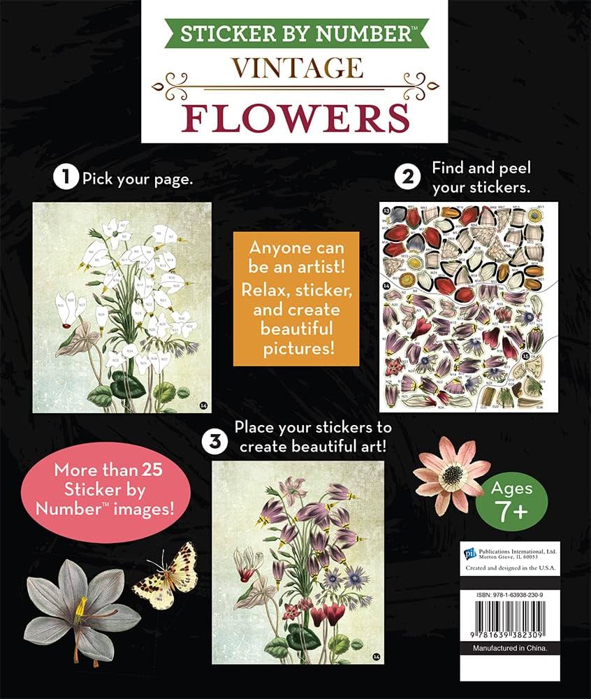 Brain Games - Sticker by Number - Vintage: Flowers (28