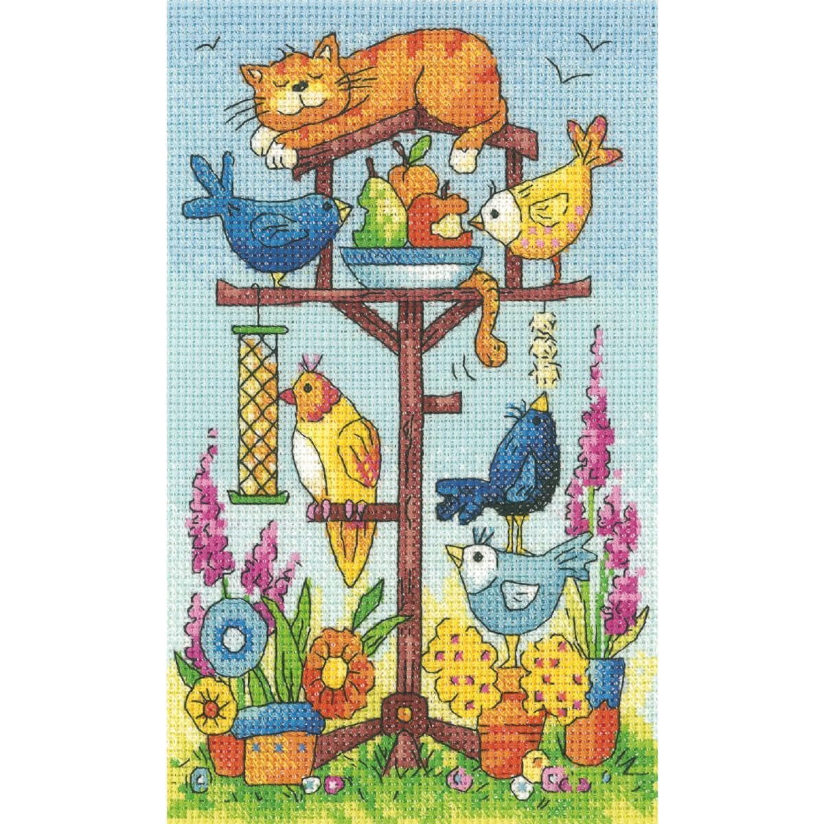Heritage Crafts Clear Cross Stitch Kit - Bird Table