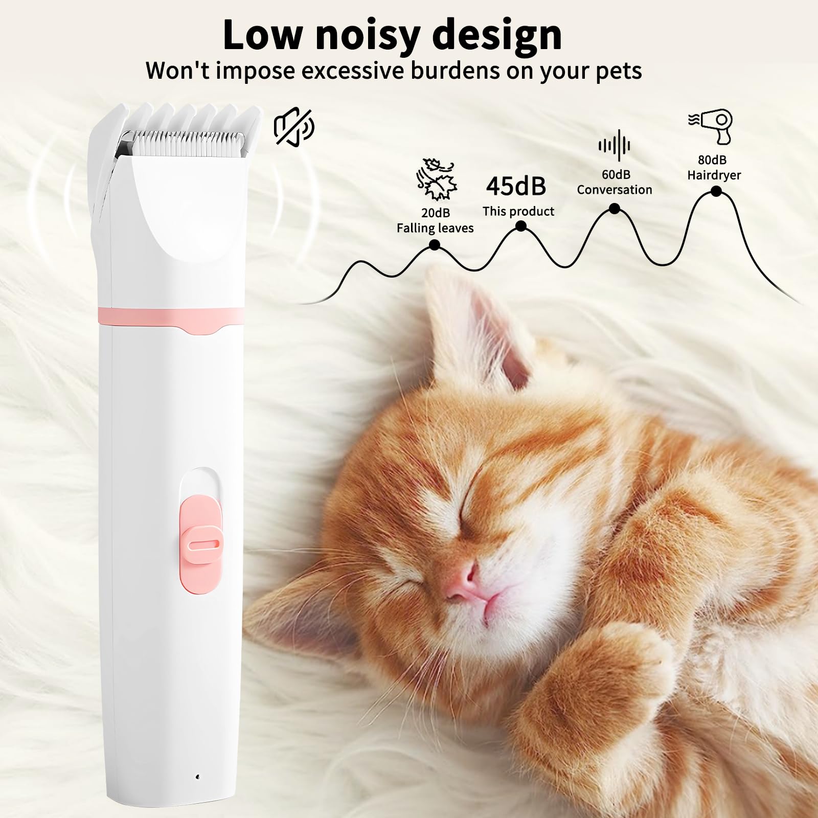 Airminti 4in1 Tosatrice Silenziosa Professionale per Cani e Gatti, Ricarica USB, Tosatrice per Gatti e Cani di Piccola e Media Taglia