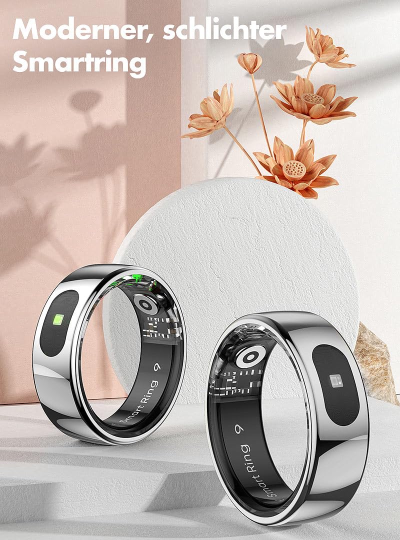 Newgen Medicals Schlaf-Fitness-Ring: Fitnesstracker-Ring, Touch-Bedienung, Herzfrequenz, SpO2, 5 ATM, Gr.57 (Smart mit Herzfrequenzmessung, Activity-Tracker, Akkus)