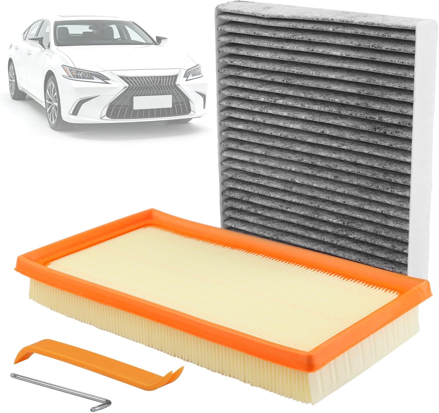 Cabin and Engine Air Filter Kit Compatible with Toyota Avalon C-HR Camry Corolla Crown Highlander RAV4 Sienna Venza, Lexus ES300h NX350h NX450h+ RX350h UX200 Replaces# 17801-77050 & 87139-0E040
