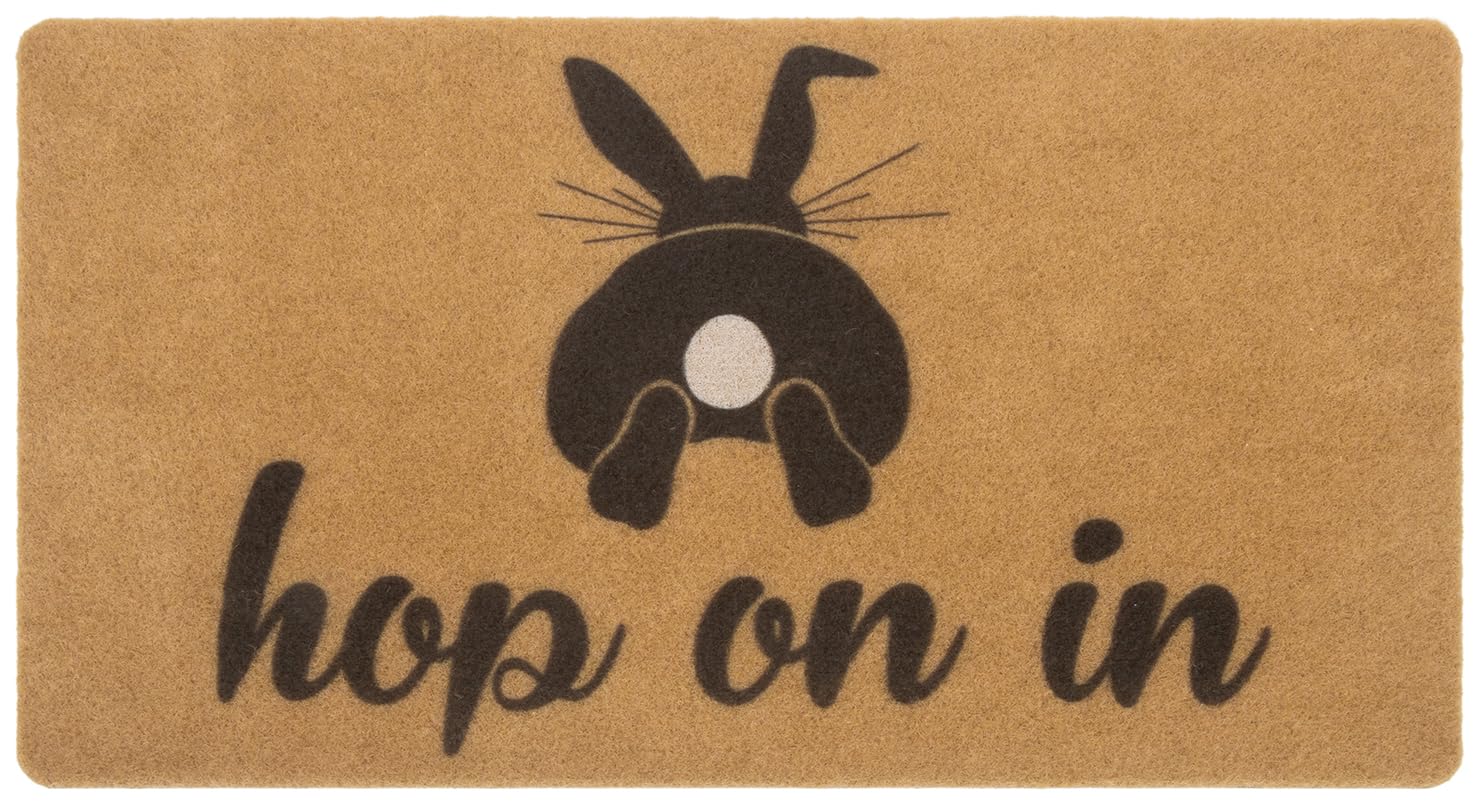 Vikodah Welcome Easter Doormat Outdoor-Entrance - Hop-On-in Non-Slip Coir Front Door Mat for Home Entrance Patio Garden