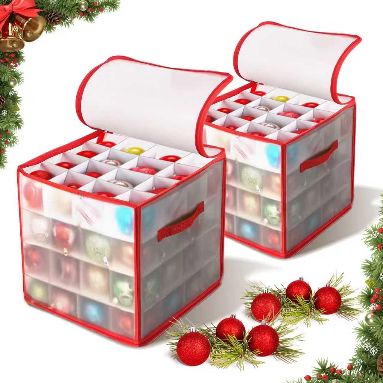 HILKKET Scatola Portaoggetti Ornamenti Natalizi, Contenitore Palline Natale, Scatola Decorazioni Natalizie, Conservazione degli Addobbi Natalizi, Organizer Addobbi Albero Natale Scomparti (A)