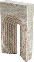 Deco79 Beige Marble Geometric Arched Sculpture - Modern Rectangular Home Decor Statue, 6" x 2" x 11" Figurine