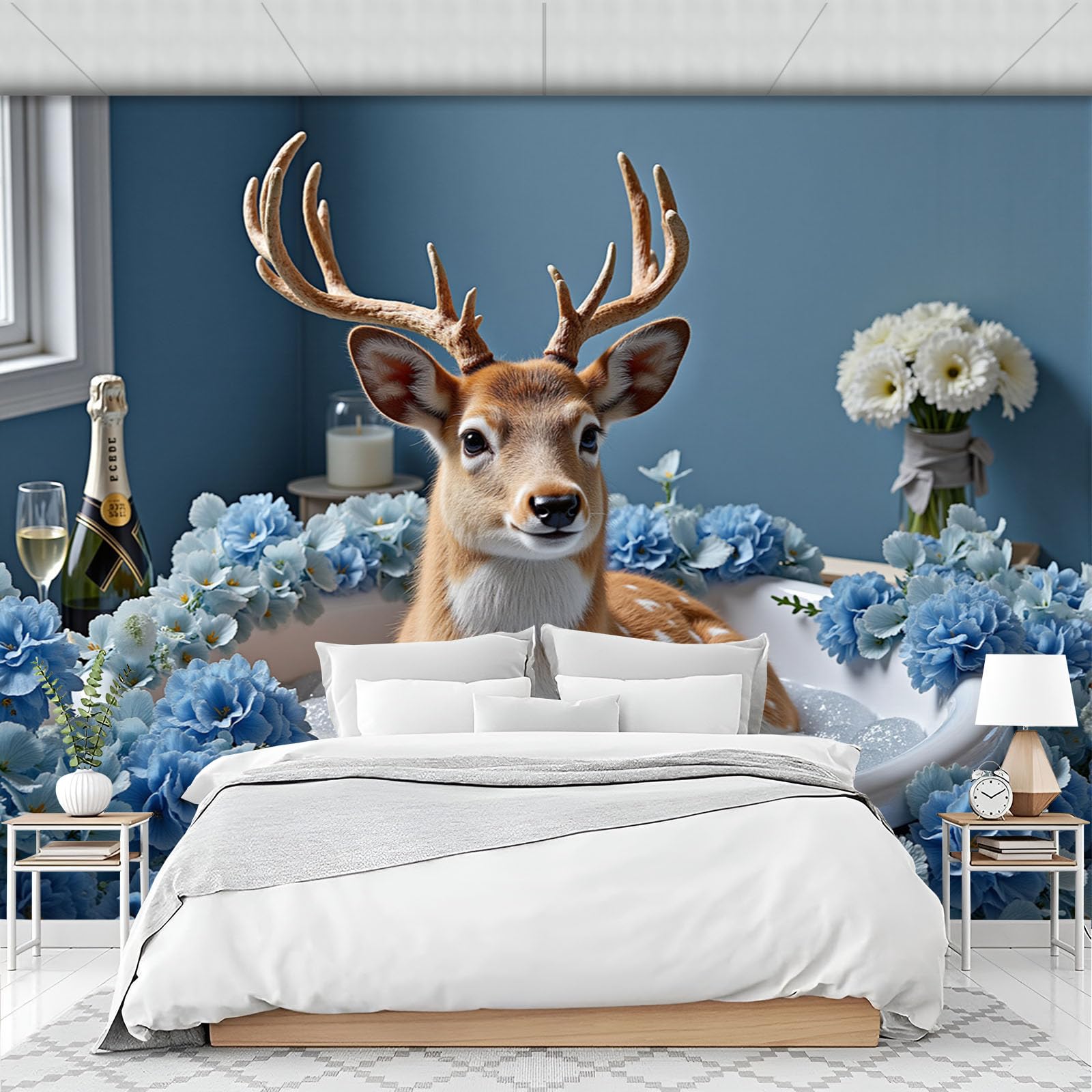 Papier peint mural fleurs et animaux pour un salon chaleureux