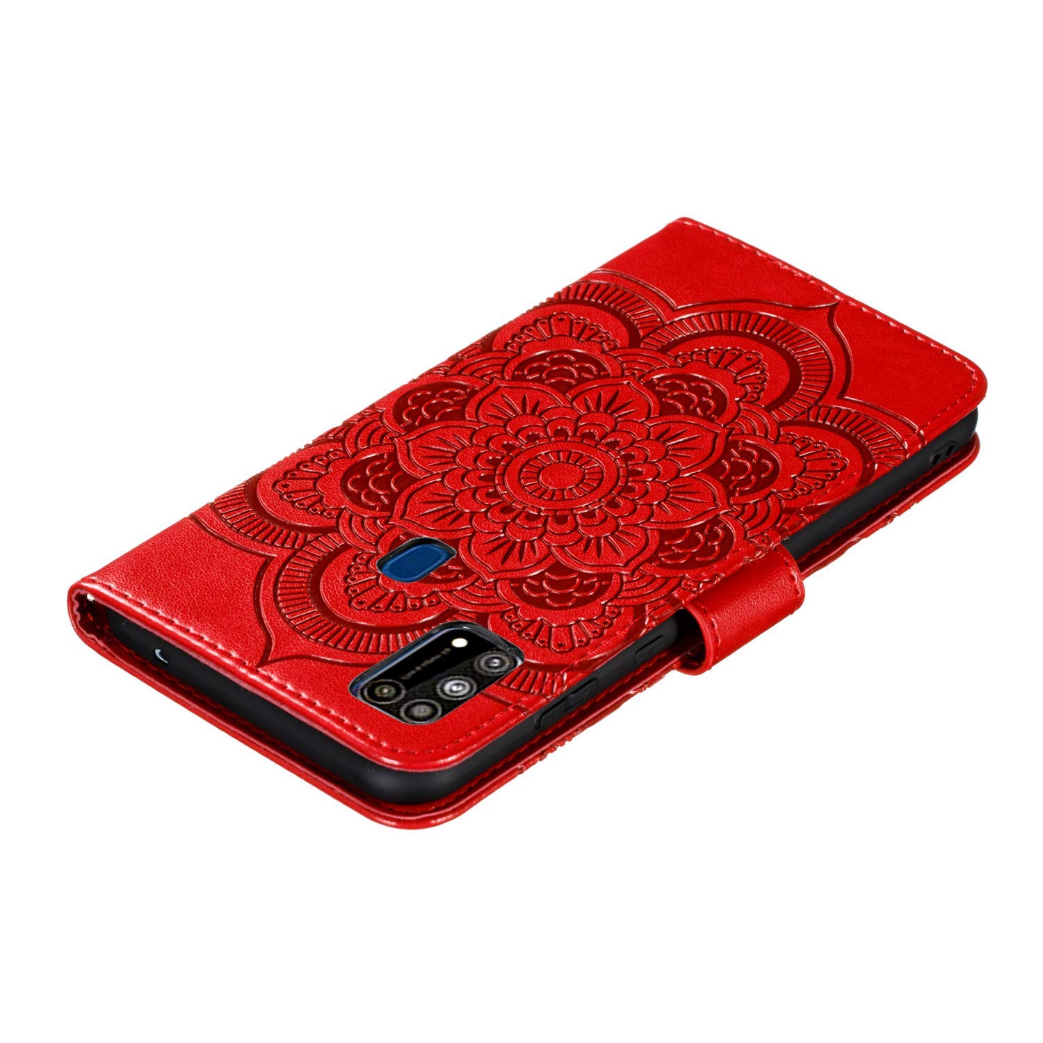 Custodia Portafoglio Glitter Per Samsung Galaxy Note 10 Plus - Fiori Mandala In Rilievo Con Strass - Pelle PU Con Chiusura Magnetica E Supporto Per Leggìo - 6