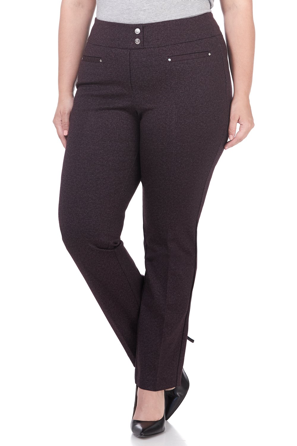Rekucci Curvy Woman Secret Figure Knit Plus Size Straight Pant w Tummy Control