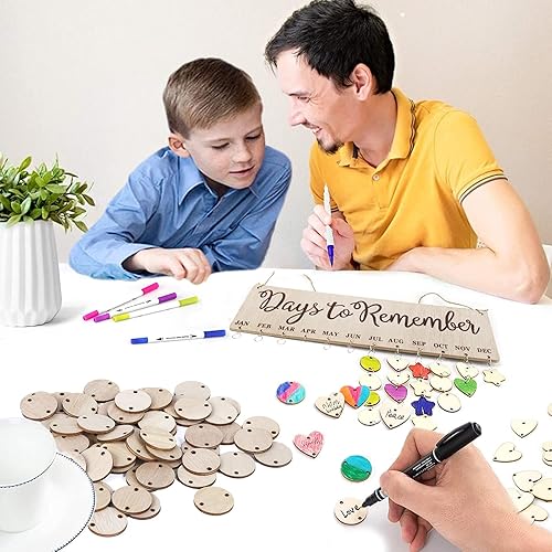 Miniatura 5 de Regalo para mamá y familia, calendario de cumpleaños de madera, letrero colgante de pared con 100 etiquetas, maravillosa manera de mantener un