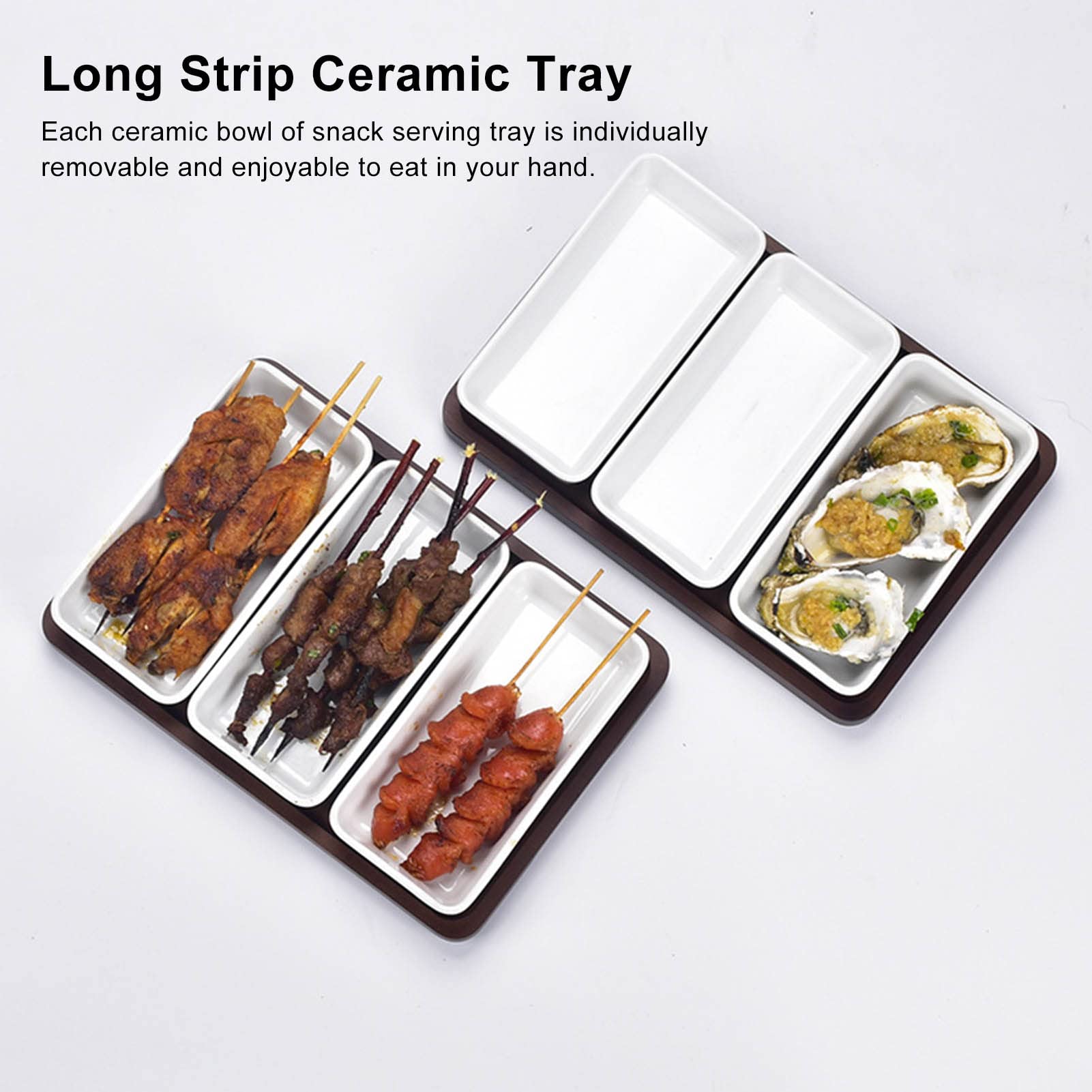 Plateaux Rectangulaires, Plateau de Service de Collations ? Compartiments Multifonctions, Plateau de Service de Collations en Bambou pour Fruits, Collations