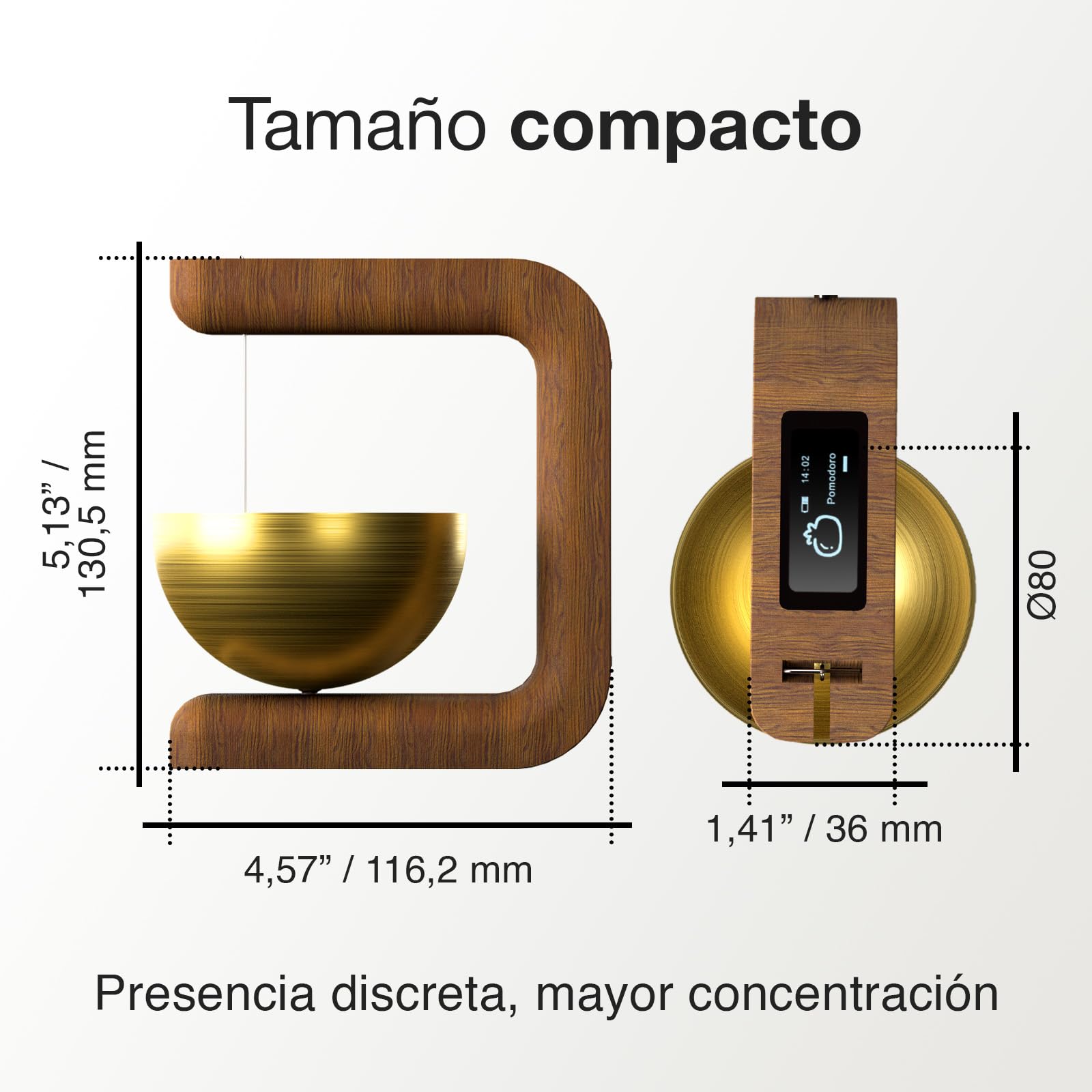 Pro Timer P2 - Elegante Temporizador Pomodoro de Madera - Un Original Temporizador con Pizarra Magnética – Dispositivo de Escritorio de Alta Gama para Concentración, Meditación y Productividad