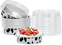 Vista 60 de Beasea Paquete de 20 Moldes para Cheesecake con Tapas, 8 Oz, 4 Pulgadas Moldes Redondos de Papel de Aluminio para Tartas, Contenedor para Muffins