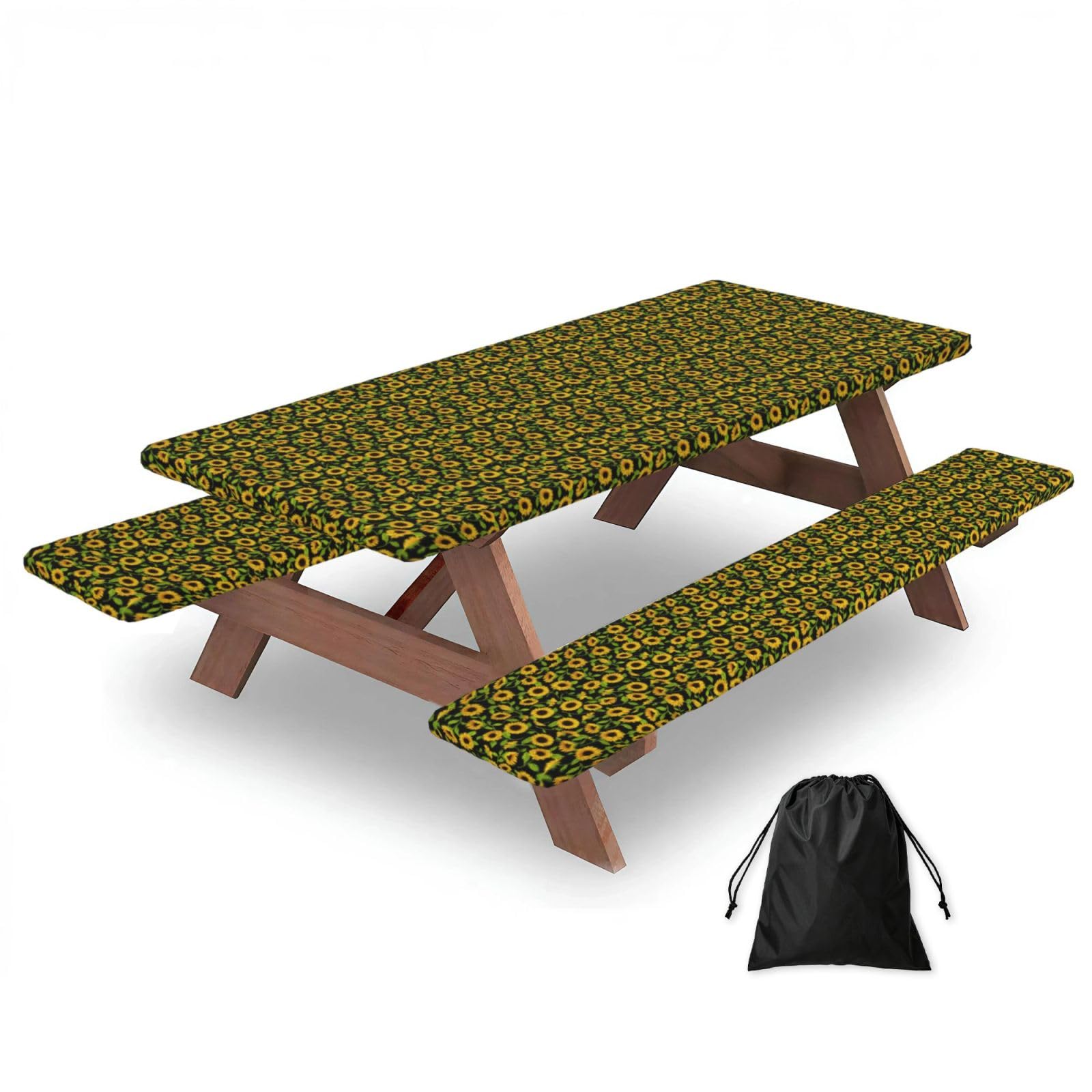 AYYQWE Beautiful Sunflower Print Picnic Table Bench Cover Outdoor Garden Party Decor Daily Accessory Gift