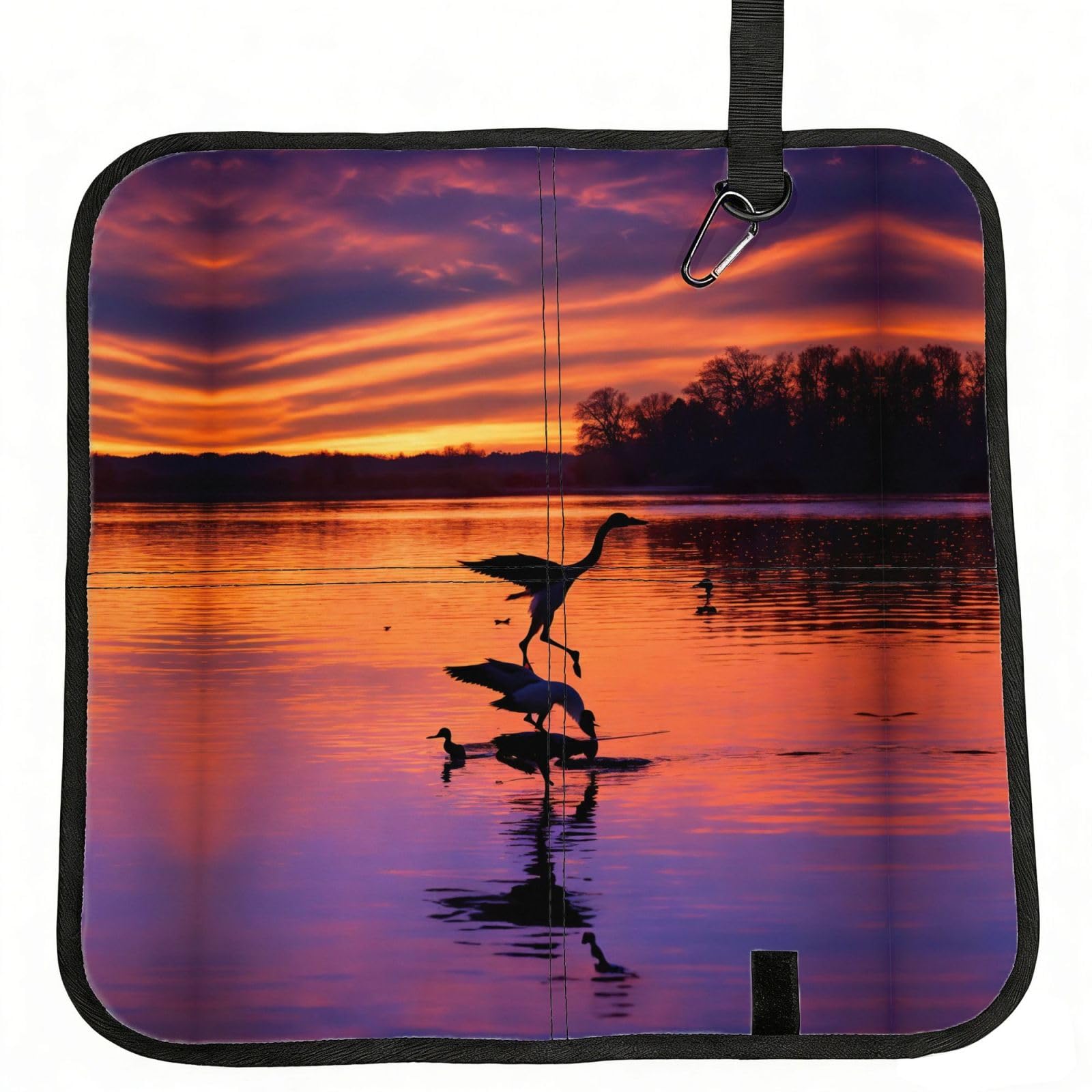 KAPPTYY Hunting Flying Wild Ducks Printed Bleacher Seat Cushion PE Foam Filling, Foldable Sitting Pad for Concert Stadium Events