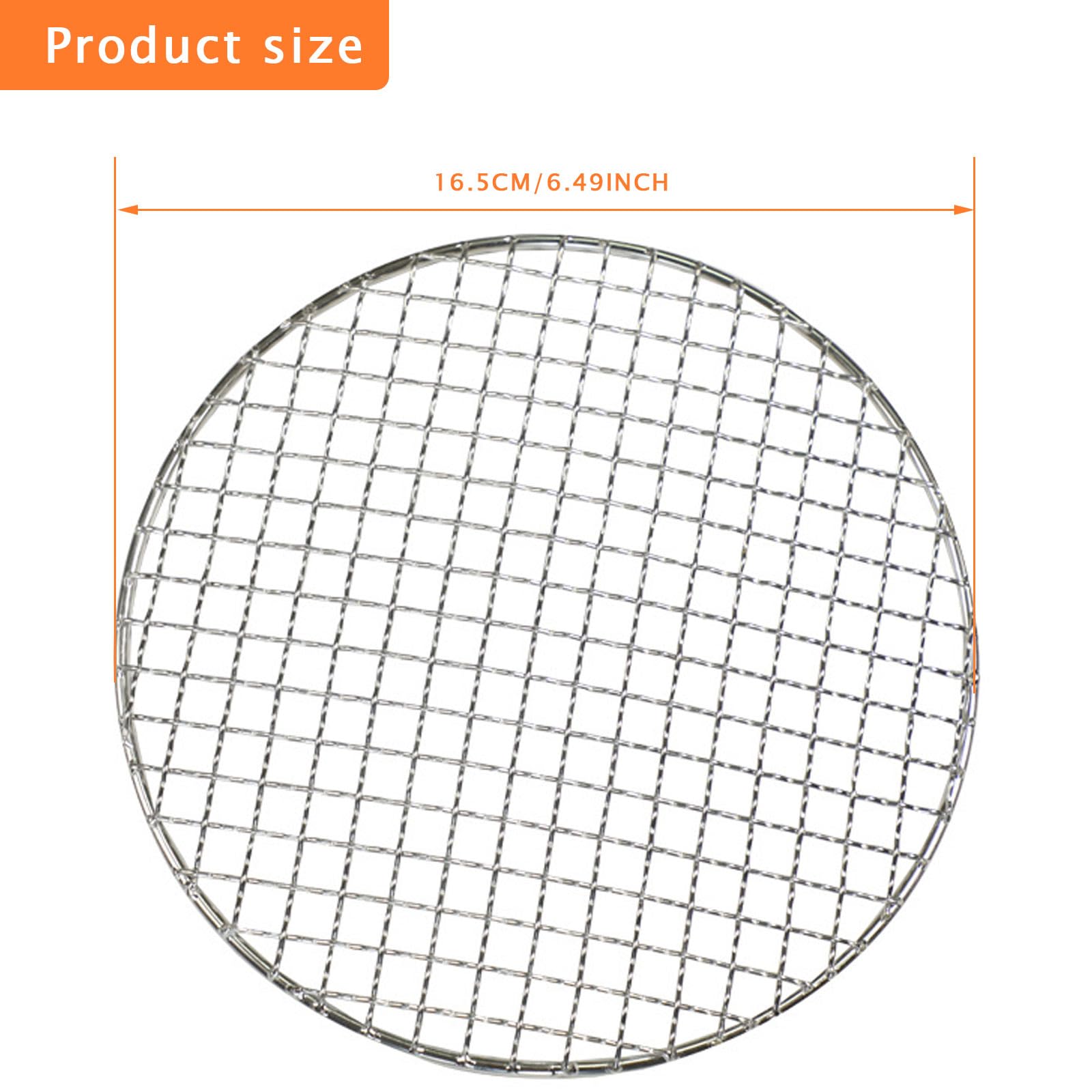 kingsea Griglia rotonda da 16,5 cm, in acciaio inox, per barbecue, a carbone, griglie elettriche, forni, cibo alla griglia, 1 pezzo