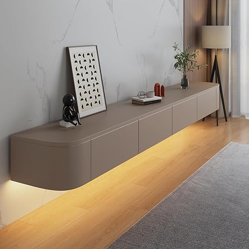 Miniatura 16 de Soporte flotante de TV - Consola multimedia montada en la pared con 2 cajones, centro de entretenimiento flotante, gabinete de TV, estante de