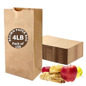 4lb Brown Kraft Paper Lunch and to Go Bags - Pack of 150ct