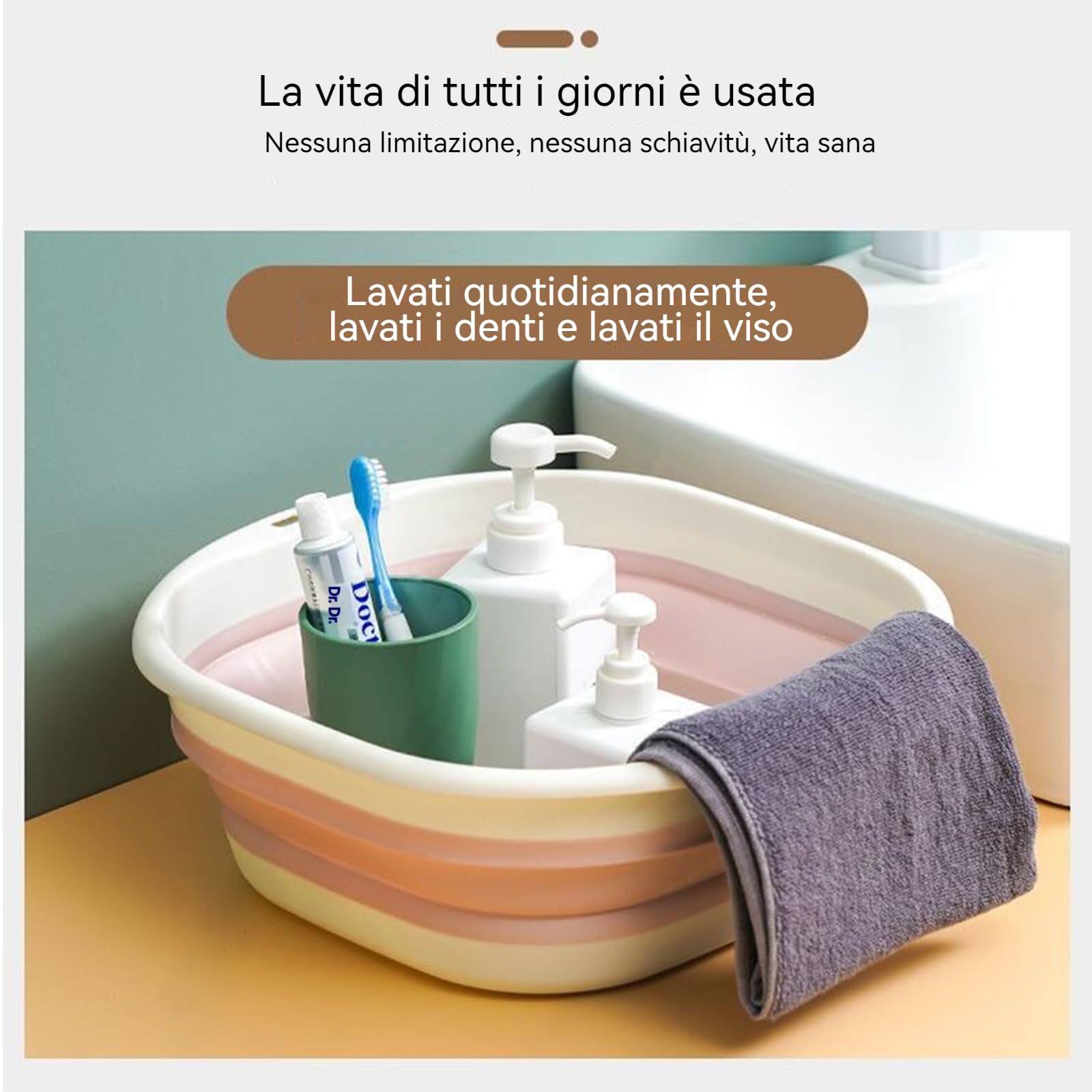 Bacinella pieghevole portatile | Bacino multiuso da viaggio | Ciotola compatta da campeggio | Bacino pieghevole blu (36,5 cm) – ideale per attività all'aperto