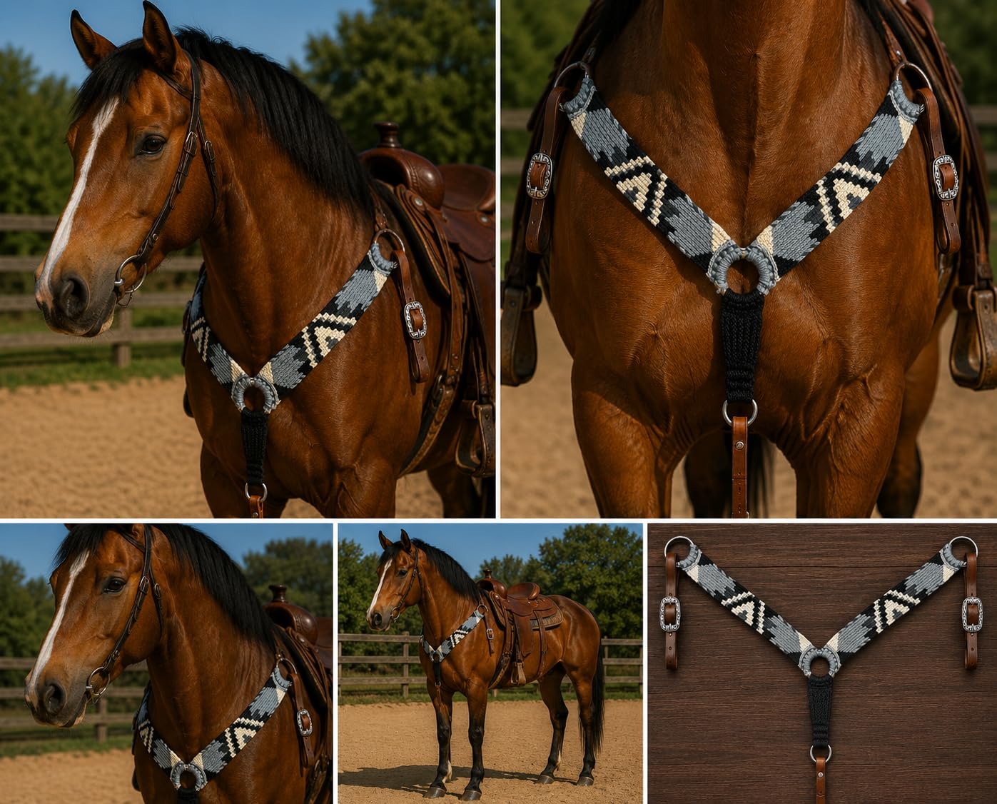 Cheval's International Collares de pecho de lana de mohair, equipo de equitación premium, mazorca