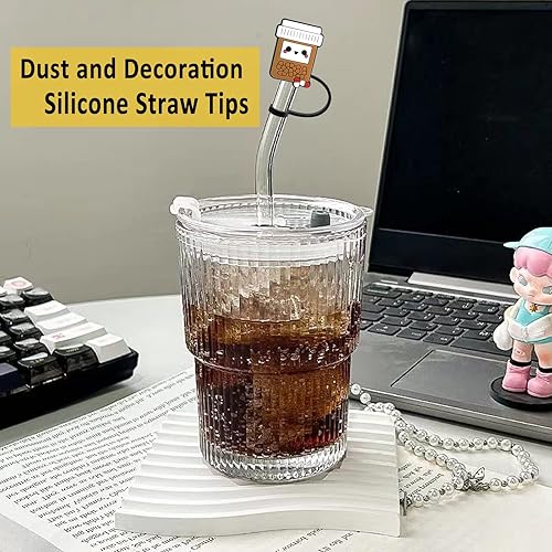 Miniatura 4 de 6 fundas de pajilla, cubiertas de silicona para pajillas, tapas de paja para vasos, puntas de popote a prueba de salpicaduras, cubiertas