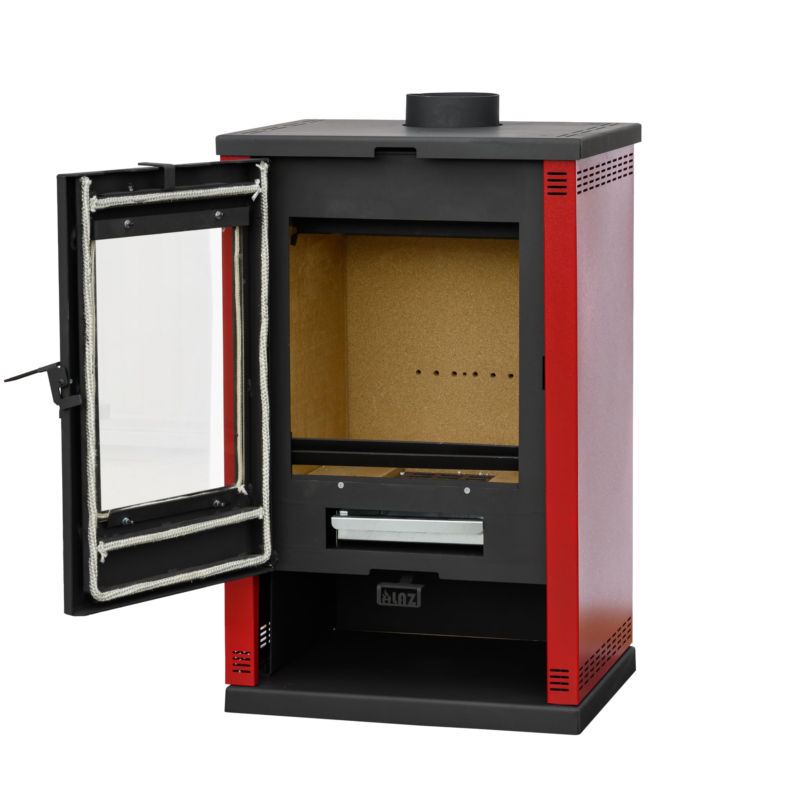 ALAZ Mouse K9-MAX Kaminofen 10 kW – Holzofen Burgunderrot | Brennraum mit Schamott & großem Sichtfenster | Für Holzscheite bis 50 cm | Griffdesign +2 cm verbessert | Energieeffizienzklasse A+