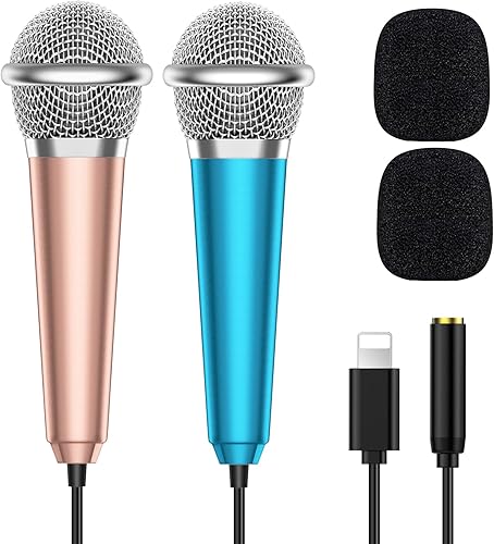 Miniatura 12 de 2 piezas mini micrófonos para iPhone iPad pequeño ASMR micrófono pequeño para grabación de voz y video, canto, vlogging, YouTube, dos micrófonos