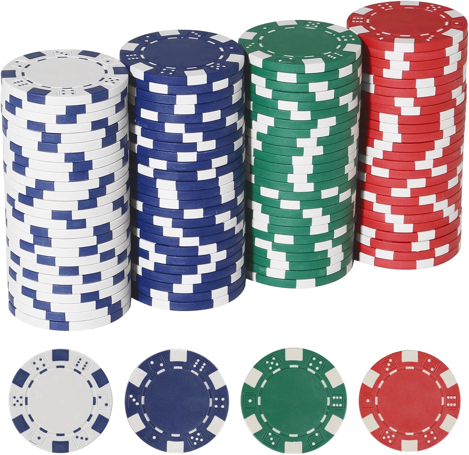 (Similar to) 11.5 Gram Poker Chips,100pc Casino Poker Chips for Texas Hold'em, Blackjack Chips,Casino Poker Games Kit,Poker Chip Set for Card Board Game,Bulk Poker Chip,Gambling Chips 4 Colors - 100 Pcs