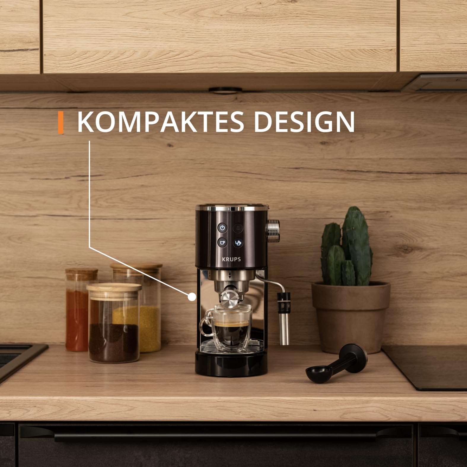 Krups Virtuoso+ Espresso-Siebträgermaschine 15 bar 3 Crema-Filter Edelstahl-Dampfdüse Schwarz/Edelstahl XP444G