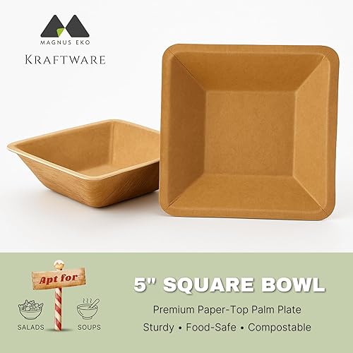 Miniatura 21 de Palmkraft - Mini cuencos de inmersión redondos de 3 pulgadas (100 unidades), cuencos desechables de 2 onzas, compostables, ecológicos, como bambú