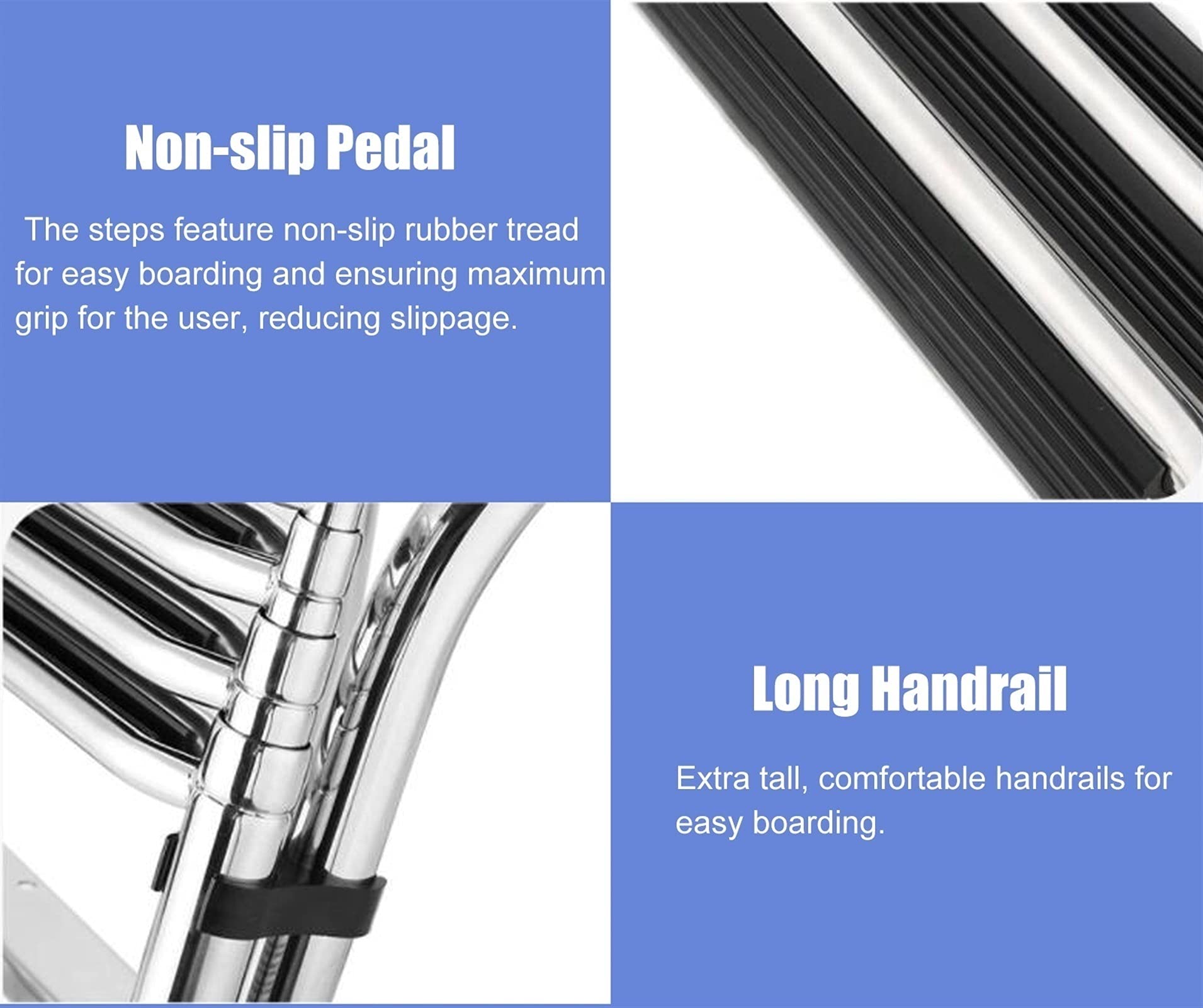 Scala da nuoto con maniglia, design rimovibile a 4 gradini per un facile imbarco su yacht, pontoni e barche entrobordo, struttura in acciaio inossidabile