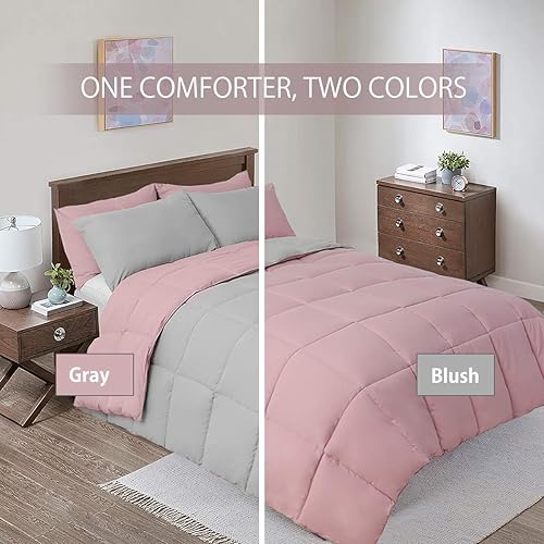 Miniatura 6 de Wholesale Beddings Manta reversible suave de calor medio (50 pulgadas de ancho x 75 pulgadas de largo) edredón alternativo, color gris