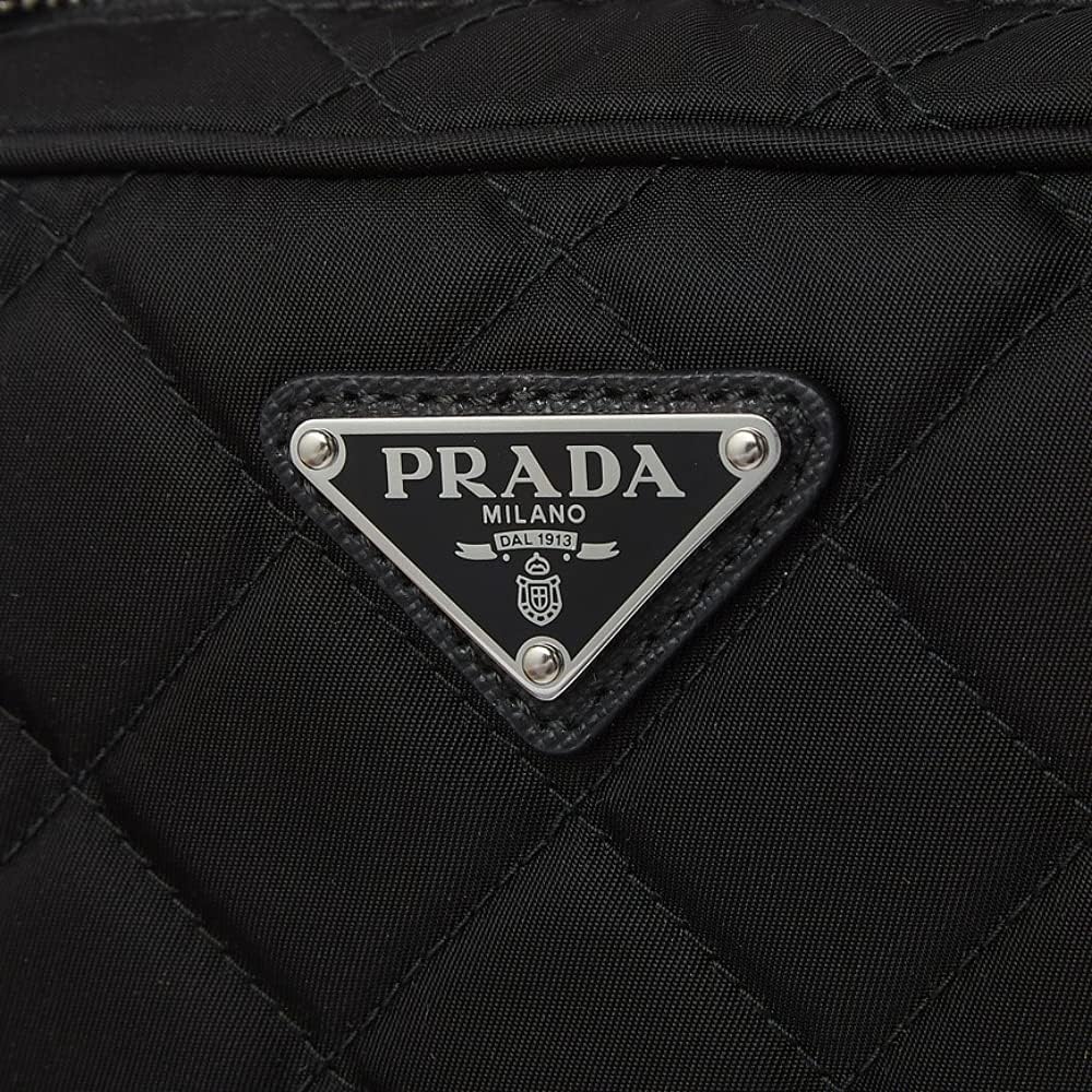 Prada Womens Bandoliera Black Tessuto Nylon Quilted Medium Crossbody Bag - Image 6