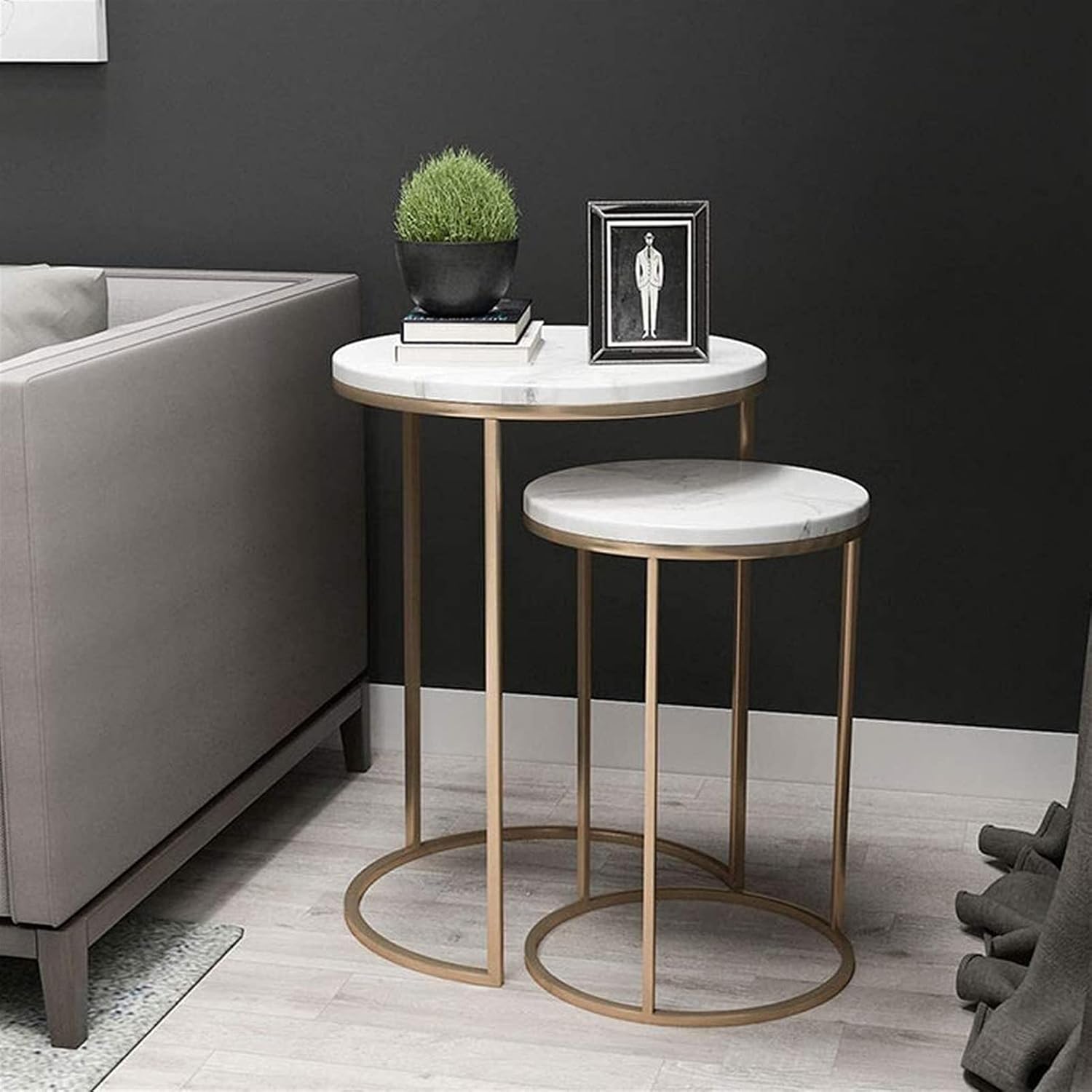 Wddwarmhome Home Décor Furniture Small Set of 2 Nesting Coffee Tables Modern Side End Snack Table for Living Room Living Room or Lounge