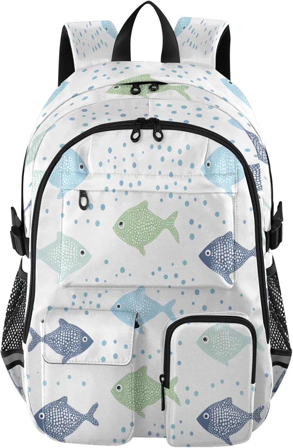 Student Laptop Backpack, Colorful Cute Animal Fish 30L Travel Daypack for Teens College, Casual School Shoulder Bag for Women Men Boys Girls, Fits 14 inch Laptop
