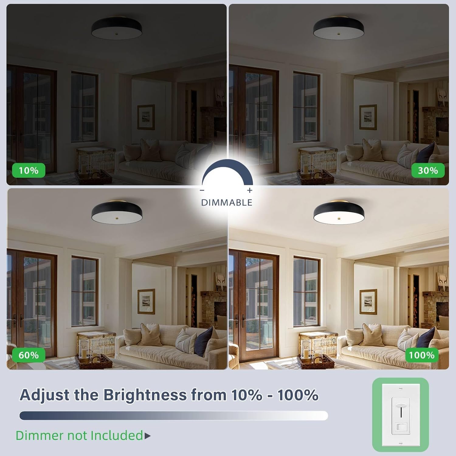 Dimmable LED Ceiling Light, Black and Gold Light Fixture, Mid-Century Semi Flush Mount Ceiling Light 5CCT 2700K-6000K Ceiling Lamp for Laundry Room Kitchen, Bedroom, Hallway(15.8in)